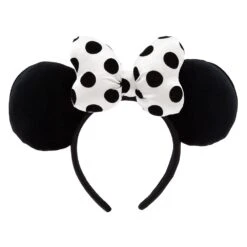 Disney Minnie Mouse Ear Headband With Satin Bow For Adults – Black And White