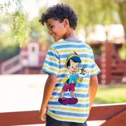 Disney Pinocchio And Jiminy Cricket Striped T-Shirt For Kids -Disney Shop 5007048020047 5