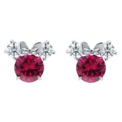 Disney Minnie Mouse Birthstone Earrings By CRISLU – Platinum